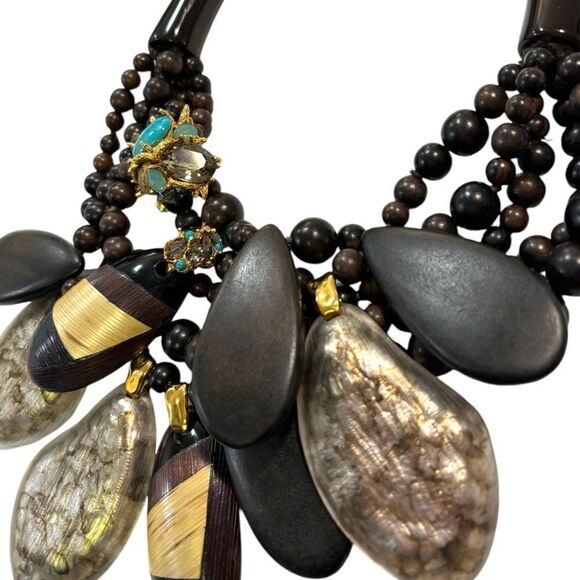 ALEXIS BITTAR Lucite Pendants with Crystal & Stone Accents Statement Necklace - Picture 9 of 10
